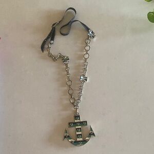 Ship Ahoy! Necklace - Anchor Pendant Necklace with Ribbon Detail